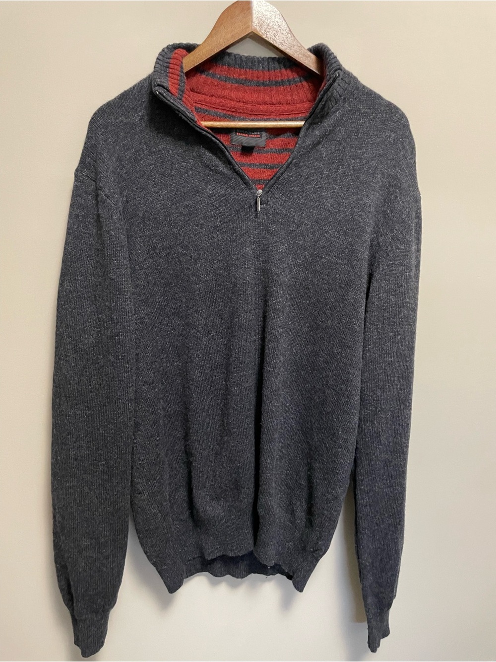 Emanuel Grey Wool Blend 1/4 Zip Swearer Mens XL